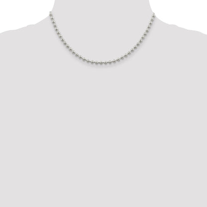 16 Inch Sterling Silver 4mm Beaded Chain Necklace