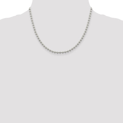 18 Inch Sterling Silver 4mm Beaded Chain Necklace