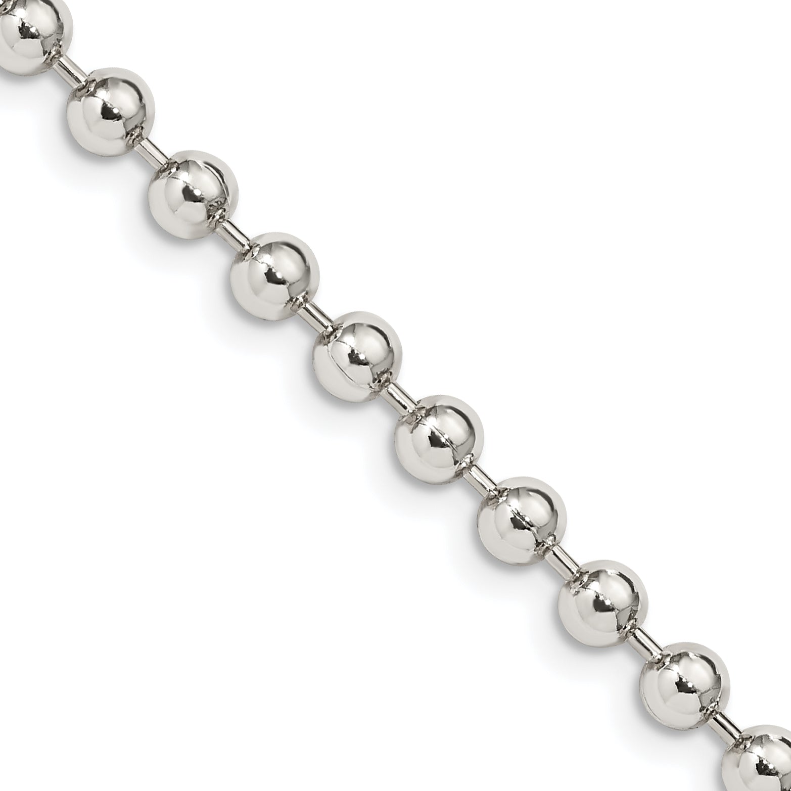 16 Inch Sterling Silver 4mm Beaded Chain Necklace