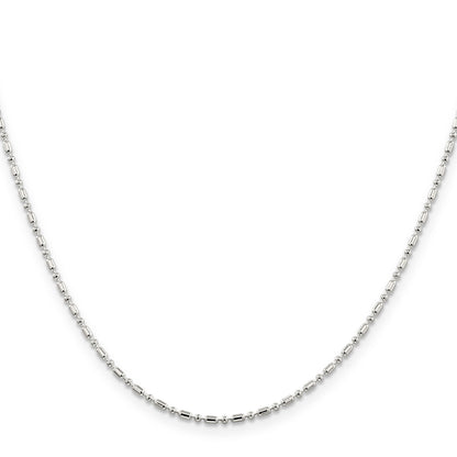 30 Inch Sterling Silver 1.5mm Fancy Beaded Chain Necklace
