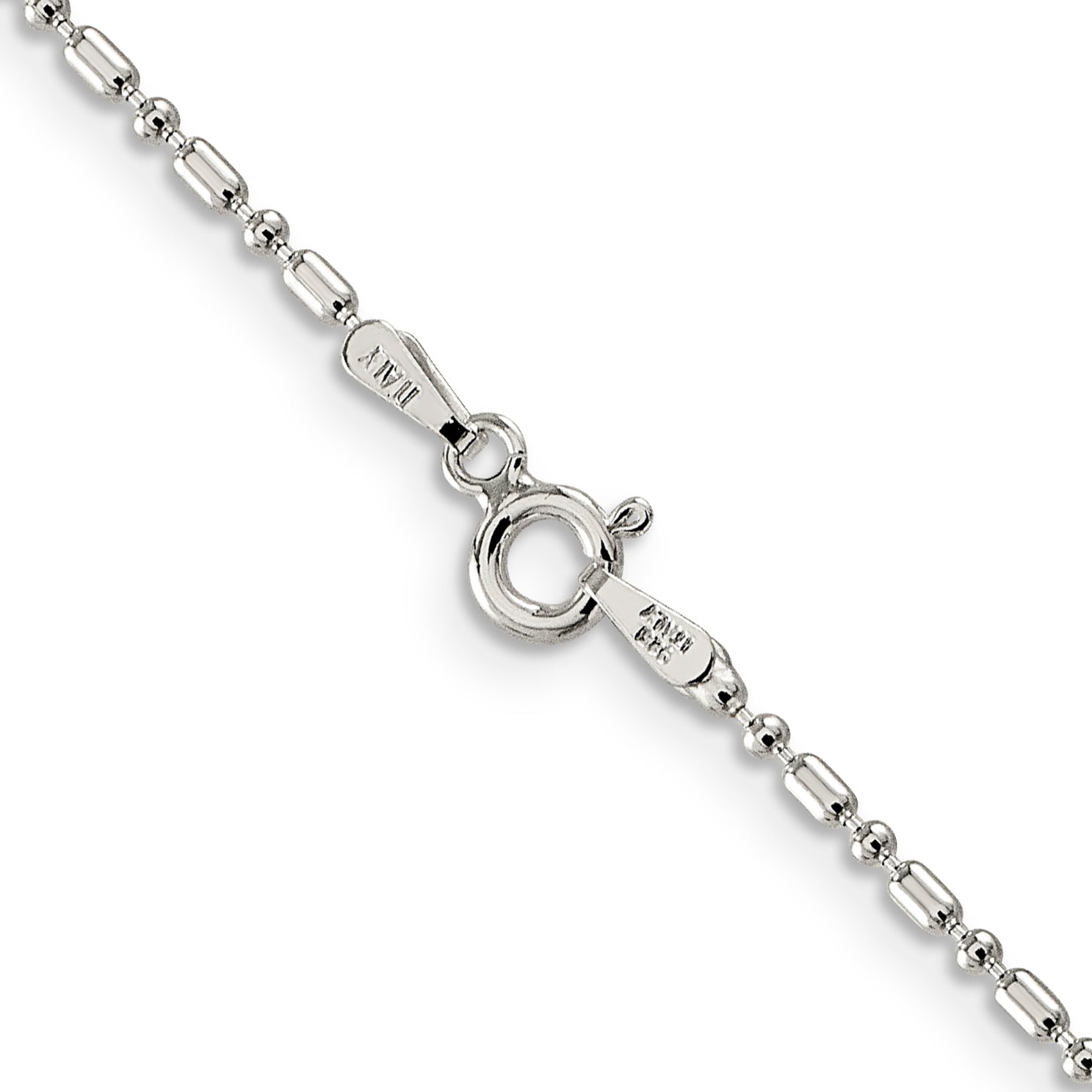 18 Inch Sterling Silver 1.5mm Fancy Beaded Chain Necklace