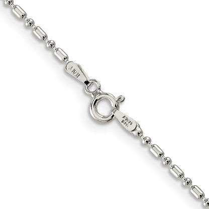 18 Inch Sterling Silver 1.5mm Fancy Beaded Chain Necklace