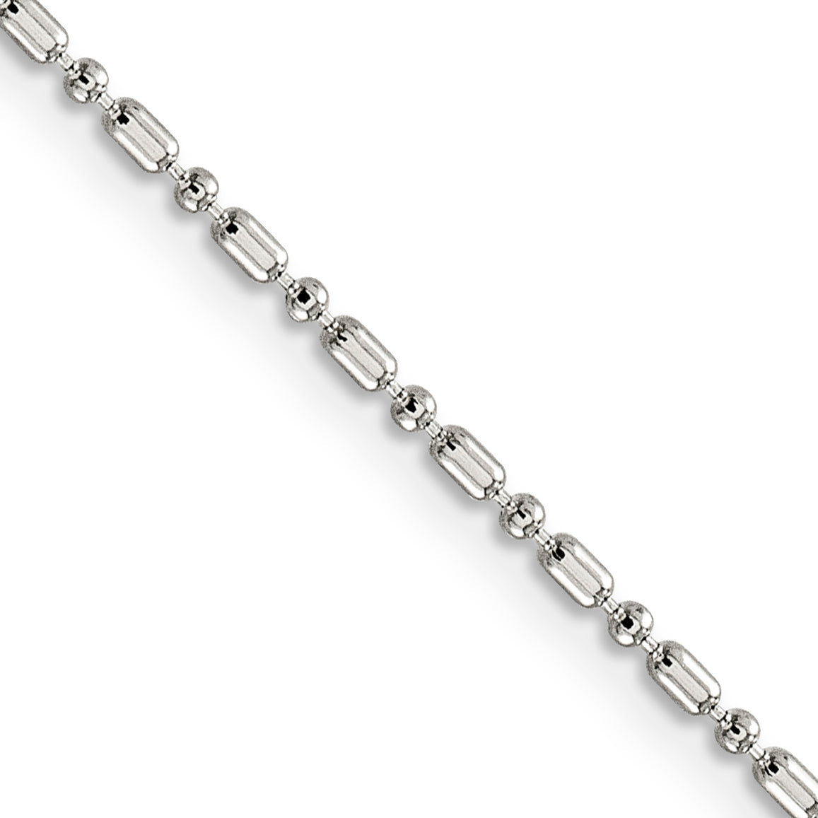 16 Inch Sterling Silver 1.5mm Fancy Beaded Chain Necklace