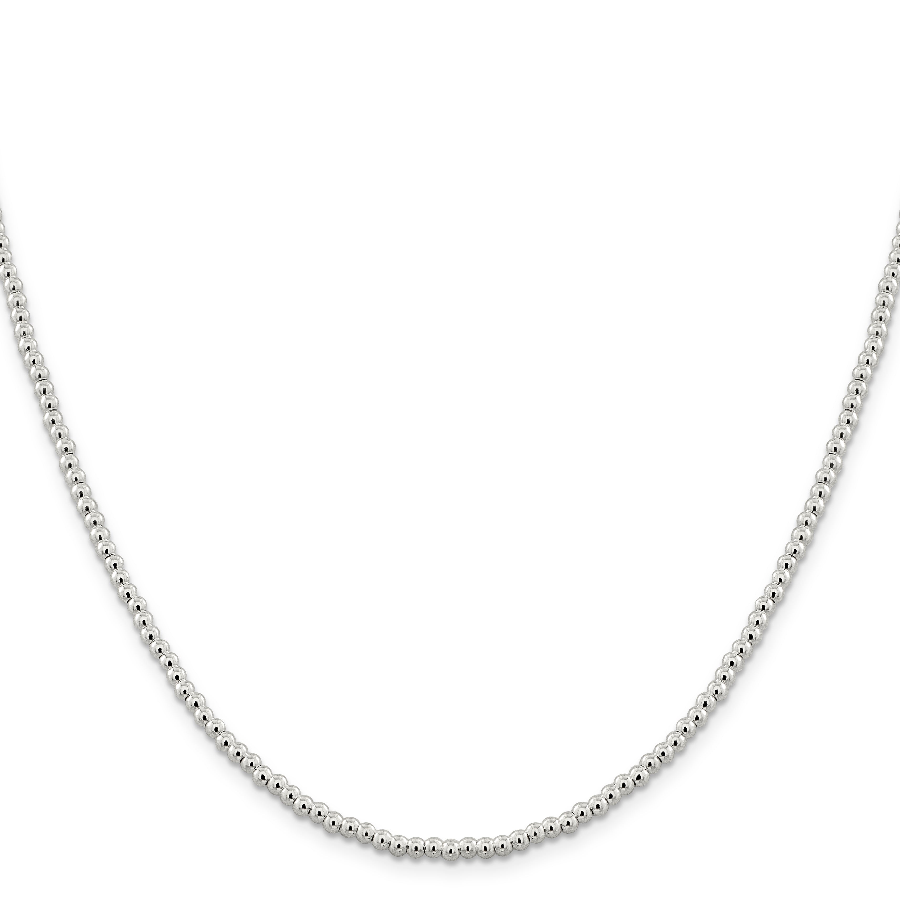 18 Inch Sterling Silver 3mm Beads On Box Chain Necklace