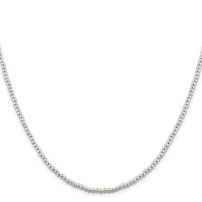 18 Inch Sterling Silver 3mm Beads On Box Chain Necklace