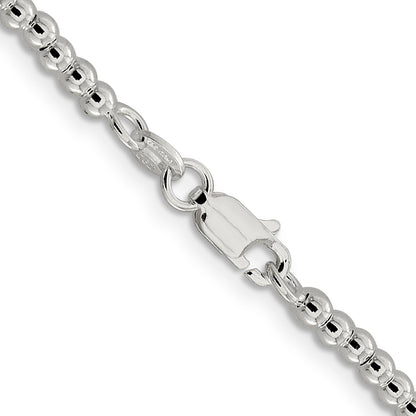 18 Inch Sterling Silver 3mm Beads On Box Chain Necklace