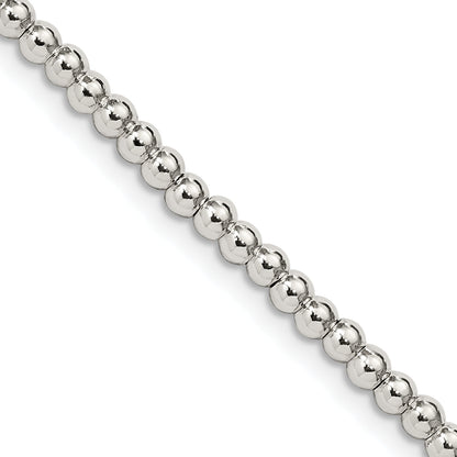 16 Inch Sterling Silver 3mm Beads On Box Chain Necklace