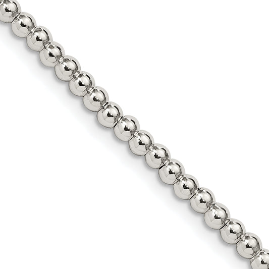 16 Inch Sterling Silver 3mm Beads On Box Chain Necklace