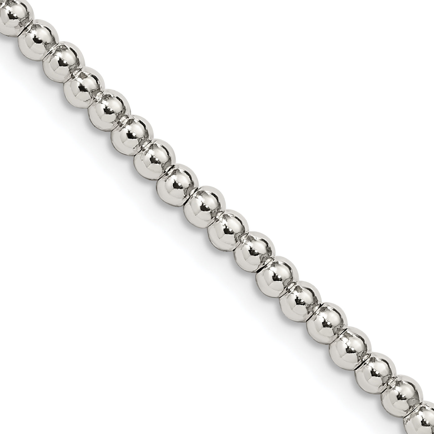 18 Inch Sterling Silver 3mm Beads On Box Chain Necklace