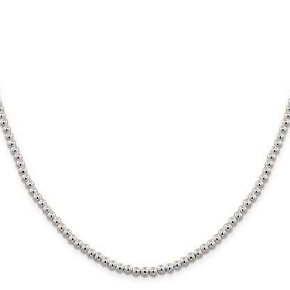 16 Inch Sterling Silver 4mm Beads On Box Chain Necklace
