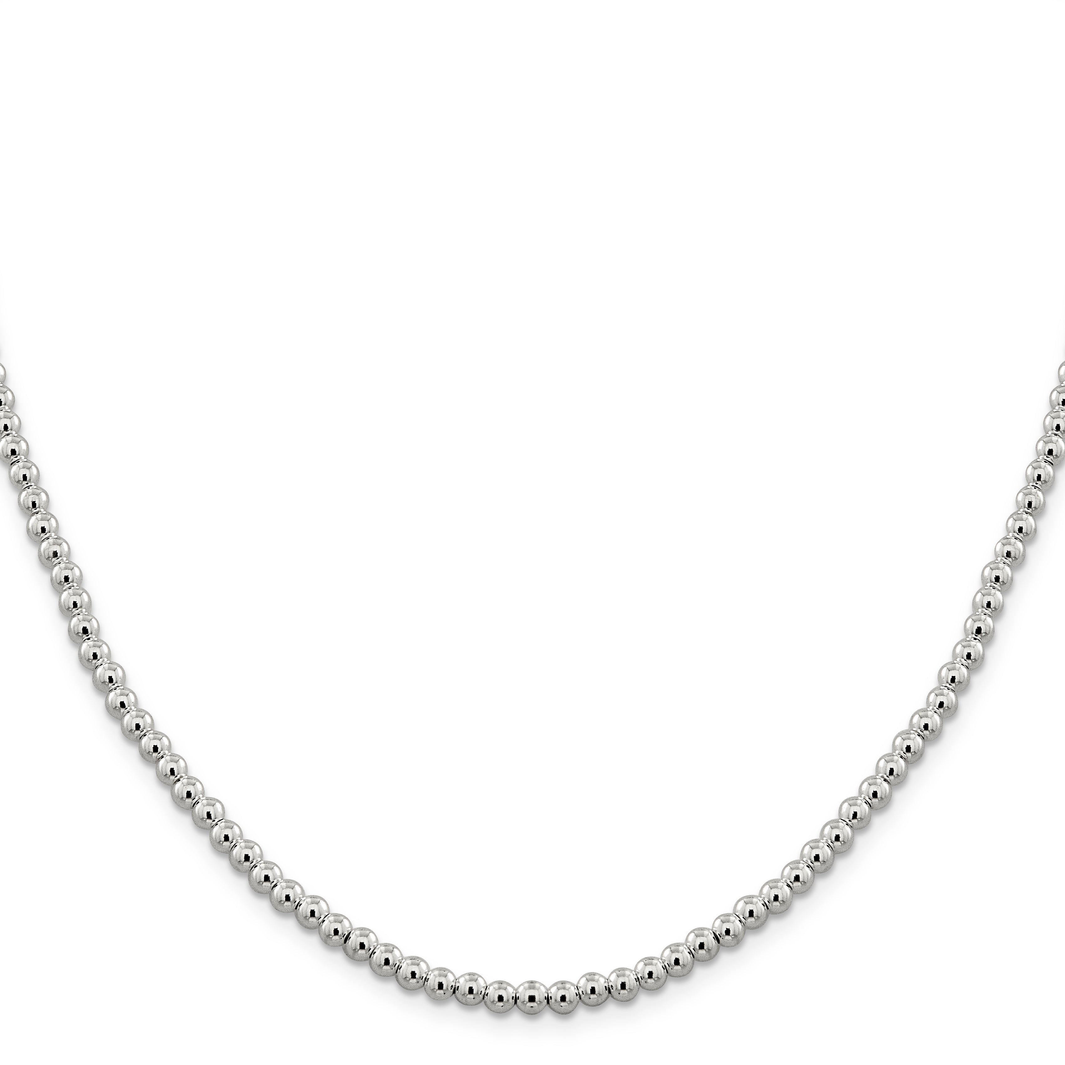 20 Inch Sterling Silver 4mm Beads On Box Chain Necklace