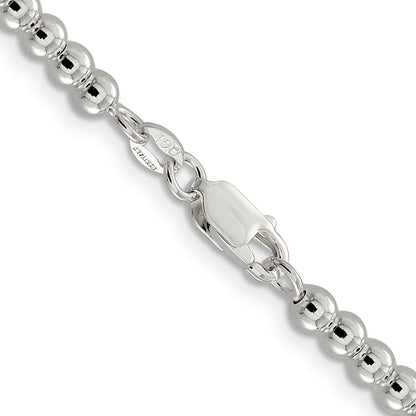 16 Inch Sterling Silver 4mm Beads On Box Chain Necklace