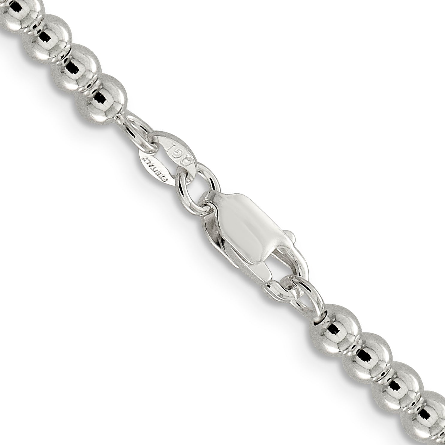 18 Inch Sterling Silver 4mm Beads On Box Chain Necklace