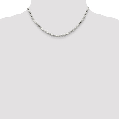 16 Inch Sterling Silver 4mm Beads On Box Chain Necklace