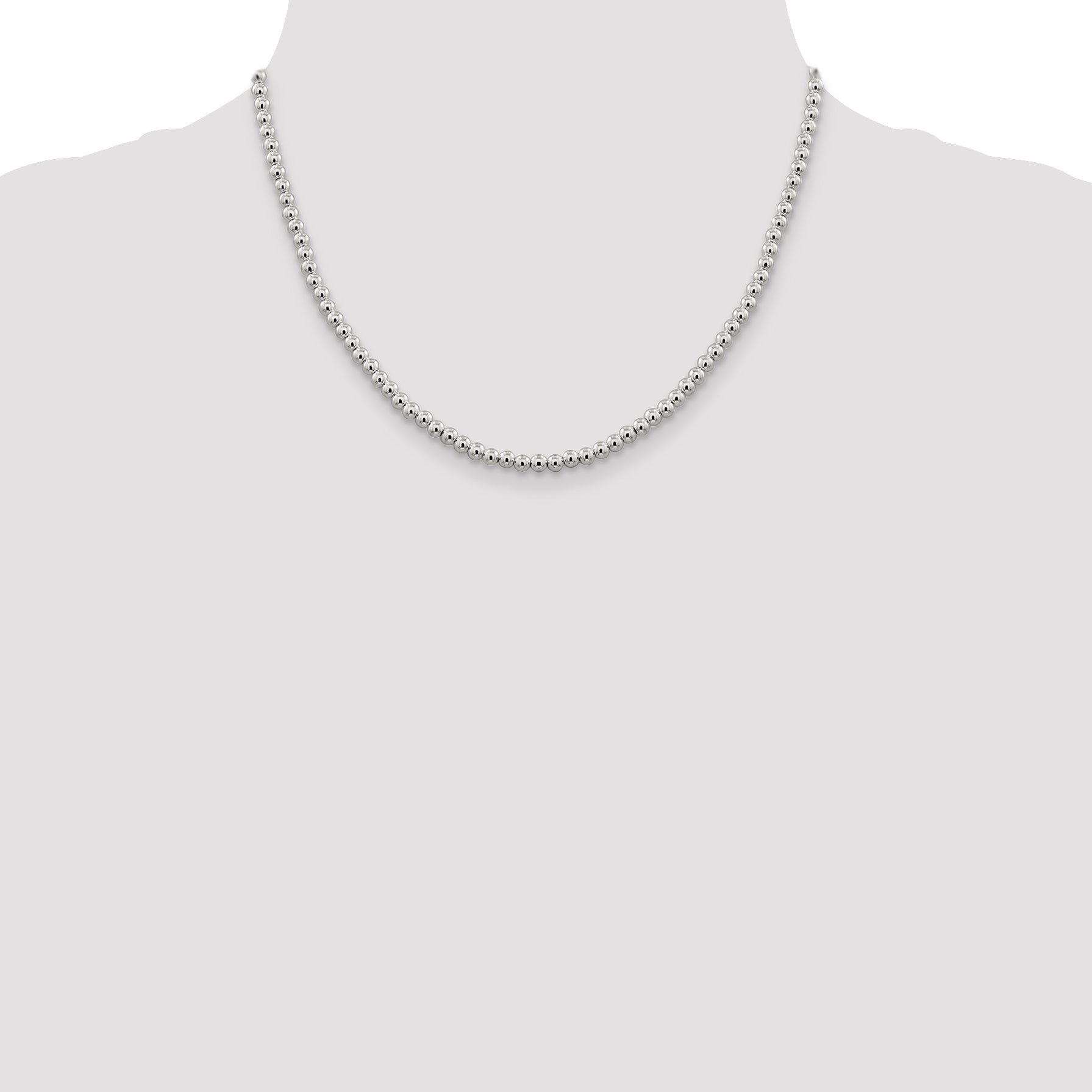 18 Inch Sterling Silver 4mm Beads On Box Chain Necklace