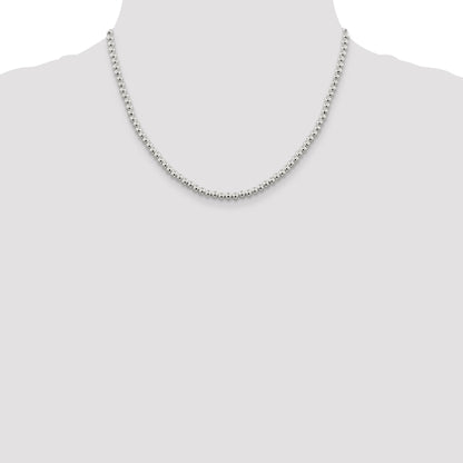 18 Inch Sterling Silver 4mm Beads On Box Chain Necklace