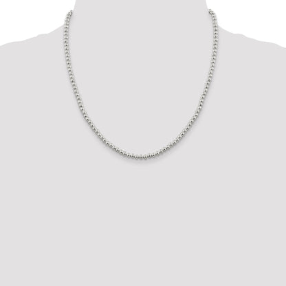 20 Inch Sterling Silver 4mm Beads On Box Chain Necklace