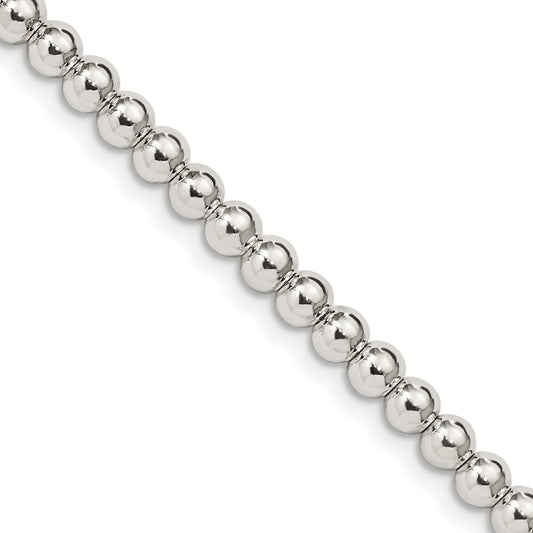 20 Inch Sterling Silver 4mm Beads On Box Chain Necklace