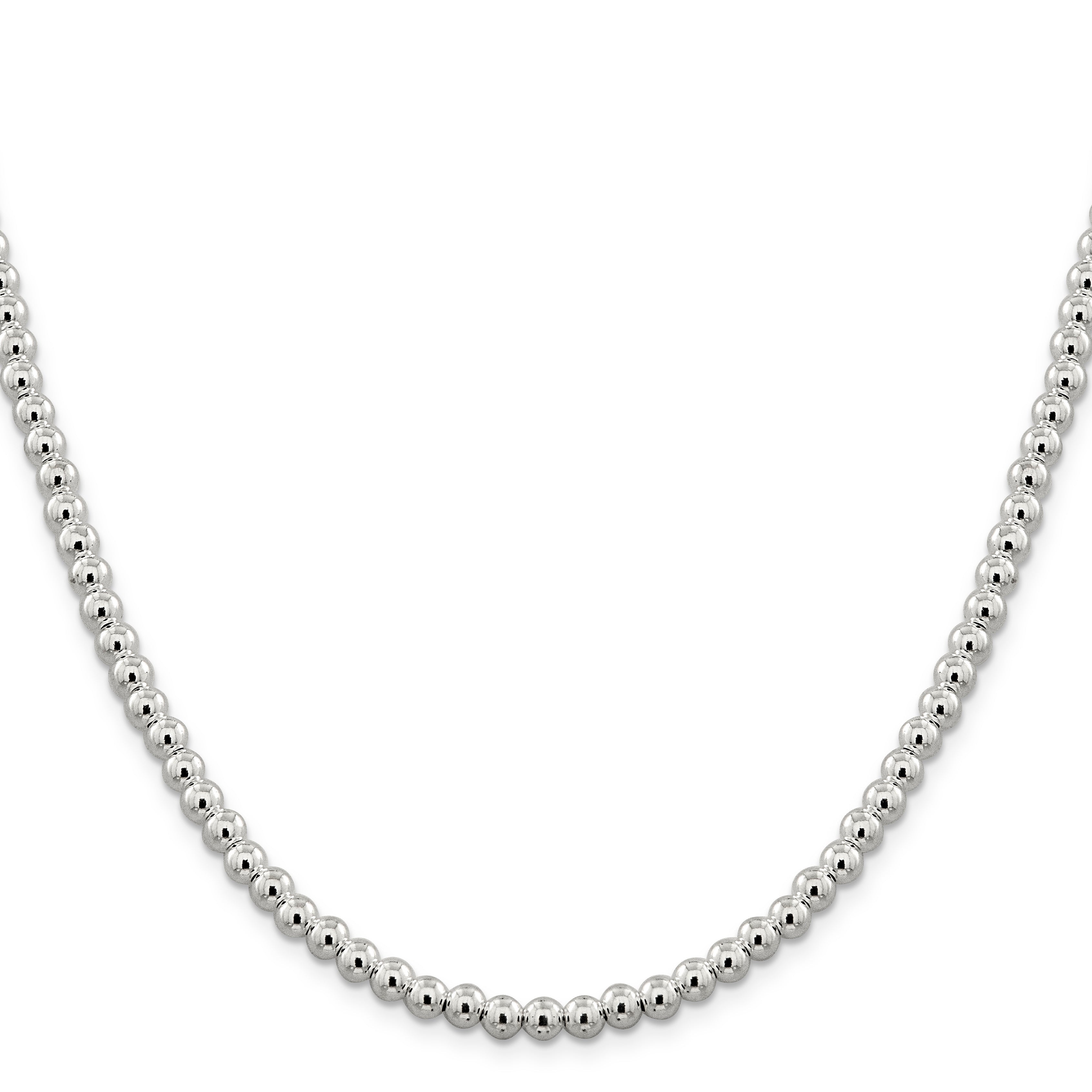 16 Inch Sterling Silver 5mm Beads On Box Chain Necklace