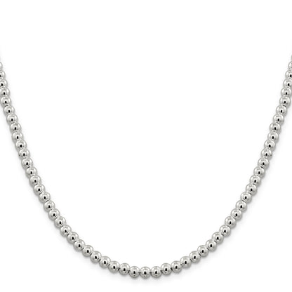 20 Inch Sterling Silver 5mm Beads On Box Chain Necklace