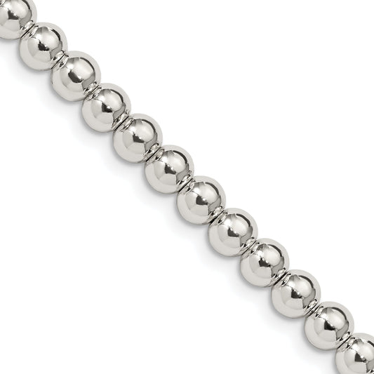 20 Inch Sterling Silver 5mm Beads On Box Chain Necklace