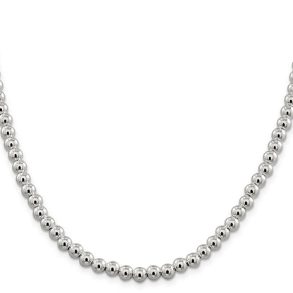 20 Inch Sterling Silver 6.1mm Beads On Box Chain Necklace