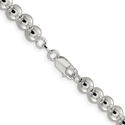 18 Inch Sterling Silver 6.1mm Beads On Box Chain Necklace