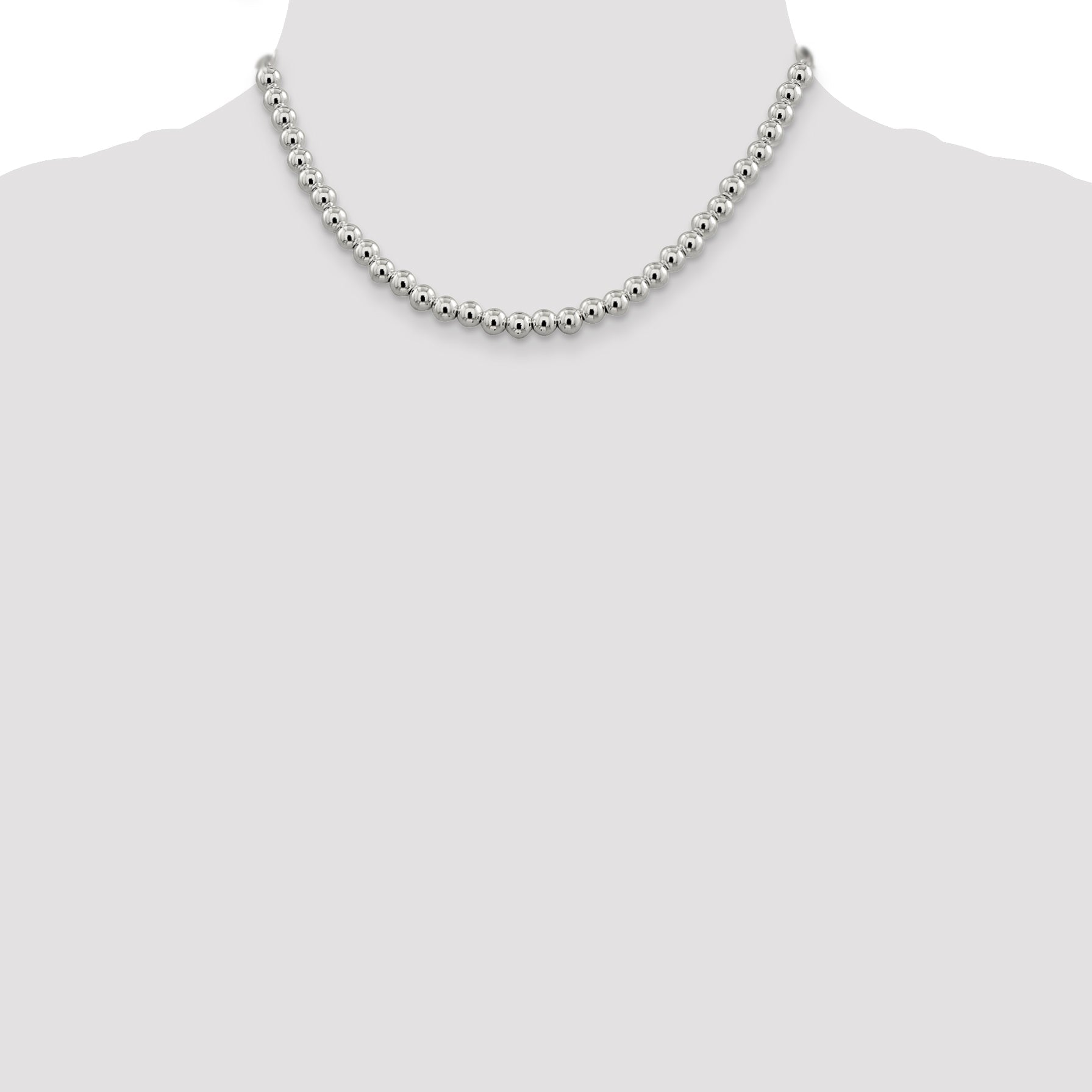 16 Inch Sterling Silver 6.1mm Beads On Box Chain Necklace