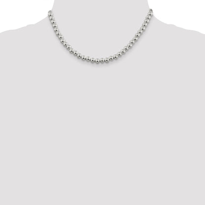 16 Inch Sterling Silver 6.1mm Beads On Box Chain Necklace