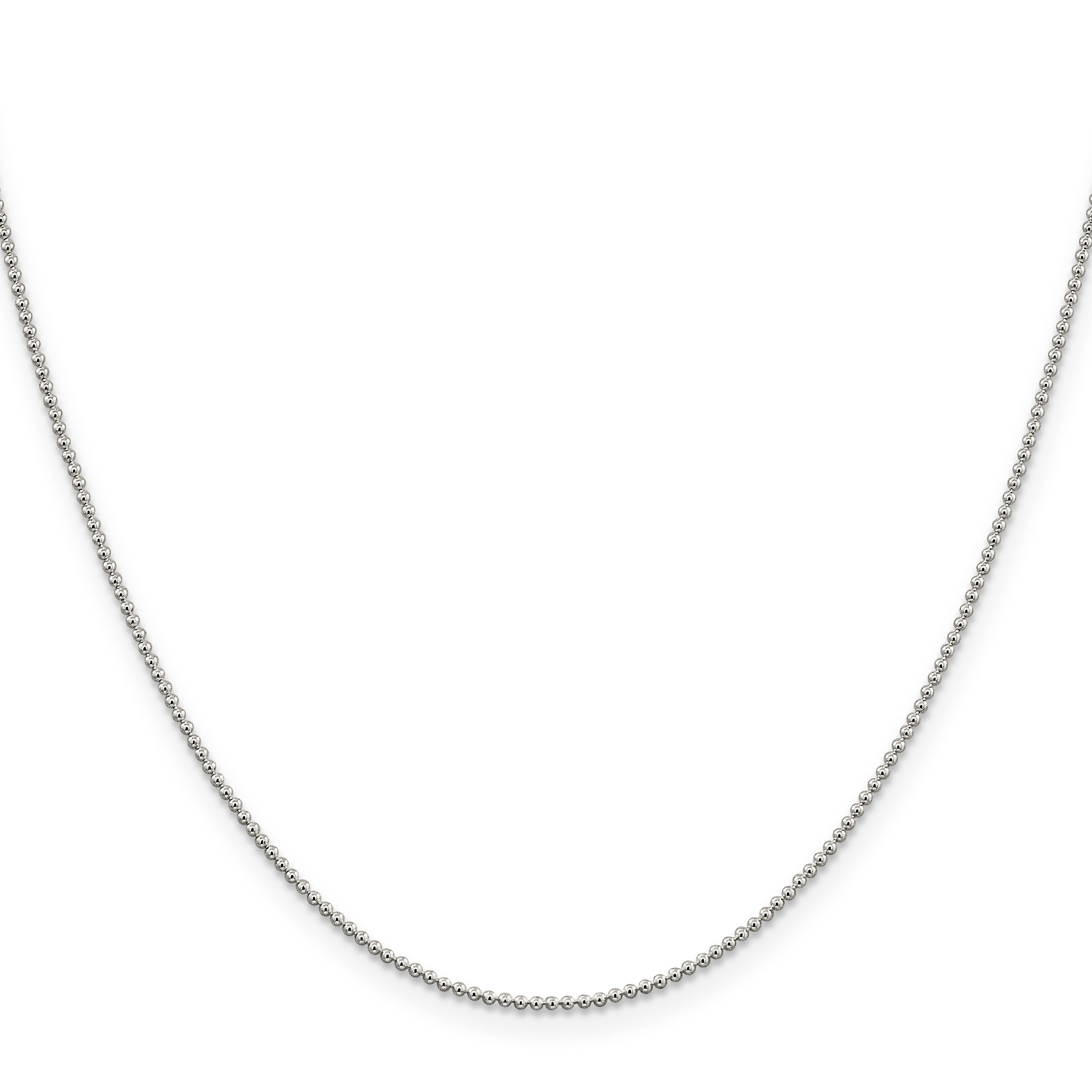 18 Inch Sterling Silver 1.25mm Beaded Chain Necklace