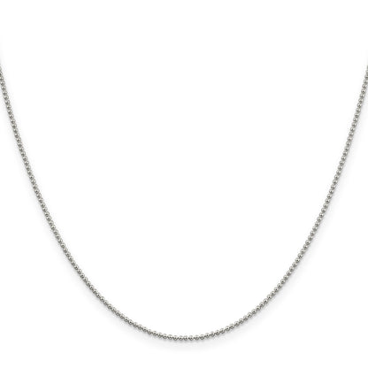 18 Inch Sterling Silver 1.25mm Beaded Chain Necklace
