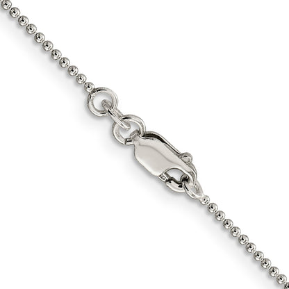 18 Inch Sterling Silver 1.25mm Beaded Chain Necklace