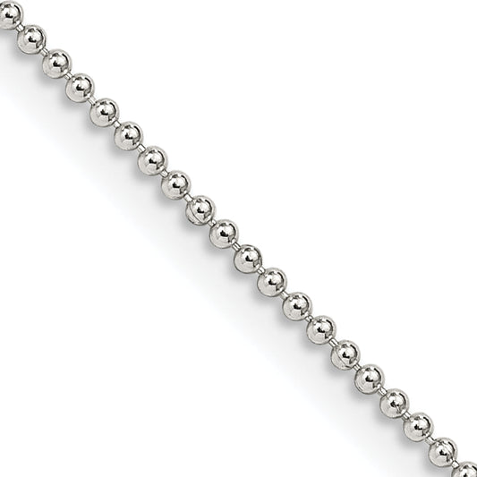24 Inch Sterling Silver 1.25mm Beaded Chain Necklace