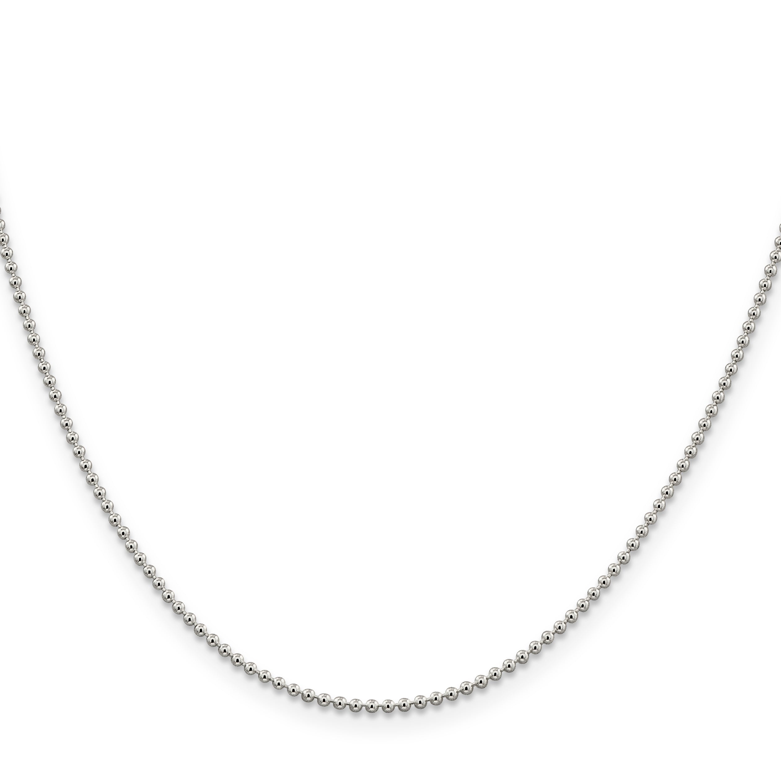 16 Inch Sterling Silver 1.5mm Beaded Chain Necklace