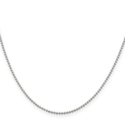 18 Inch Sterling Silver 1.5mm Beaded Chain Necklace
