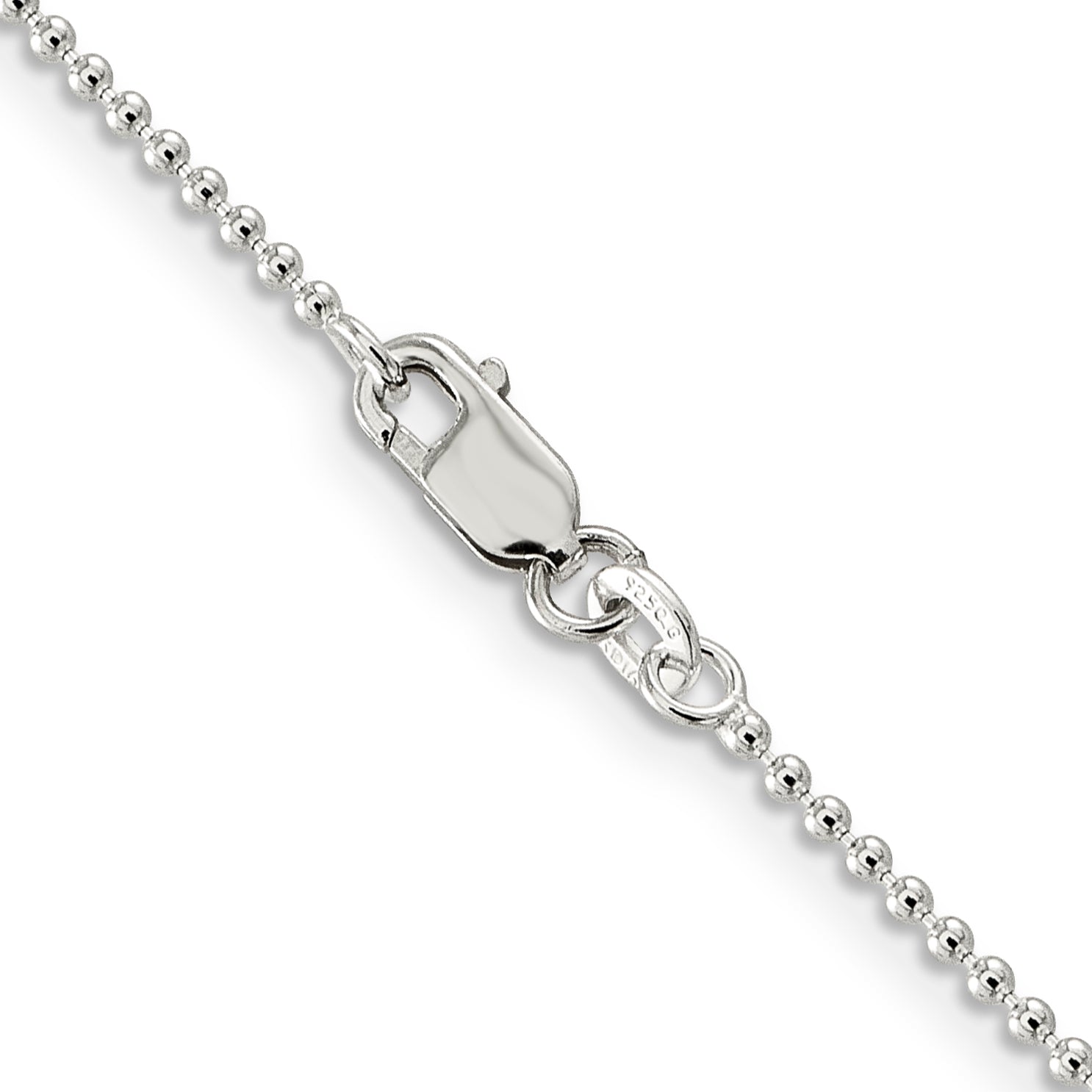 16 Inch Sterling Silver 1.5mm Beaded Chain Necklace