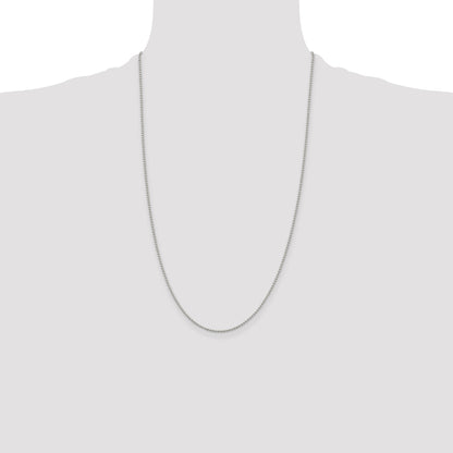 26 Inch Sterling Silver 1.5mm Beaded Chain Necklace