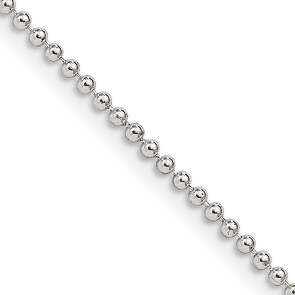 16 Inch Sterling Silver 1.5mm Beaded Chain Necklace