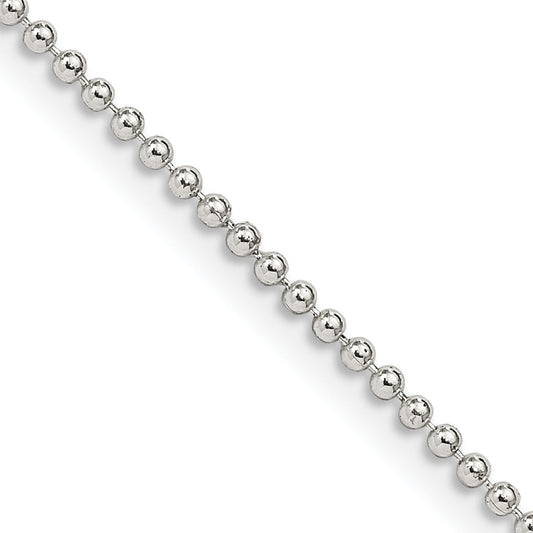 22 Inch Sterling Silver 1.5mm Beaded Chain Necklace