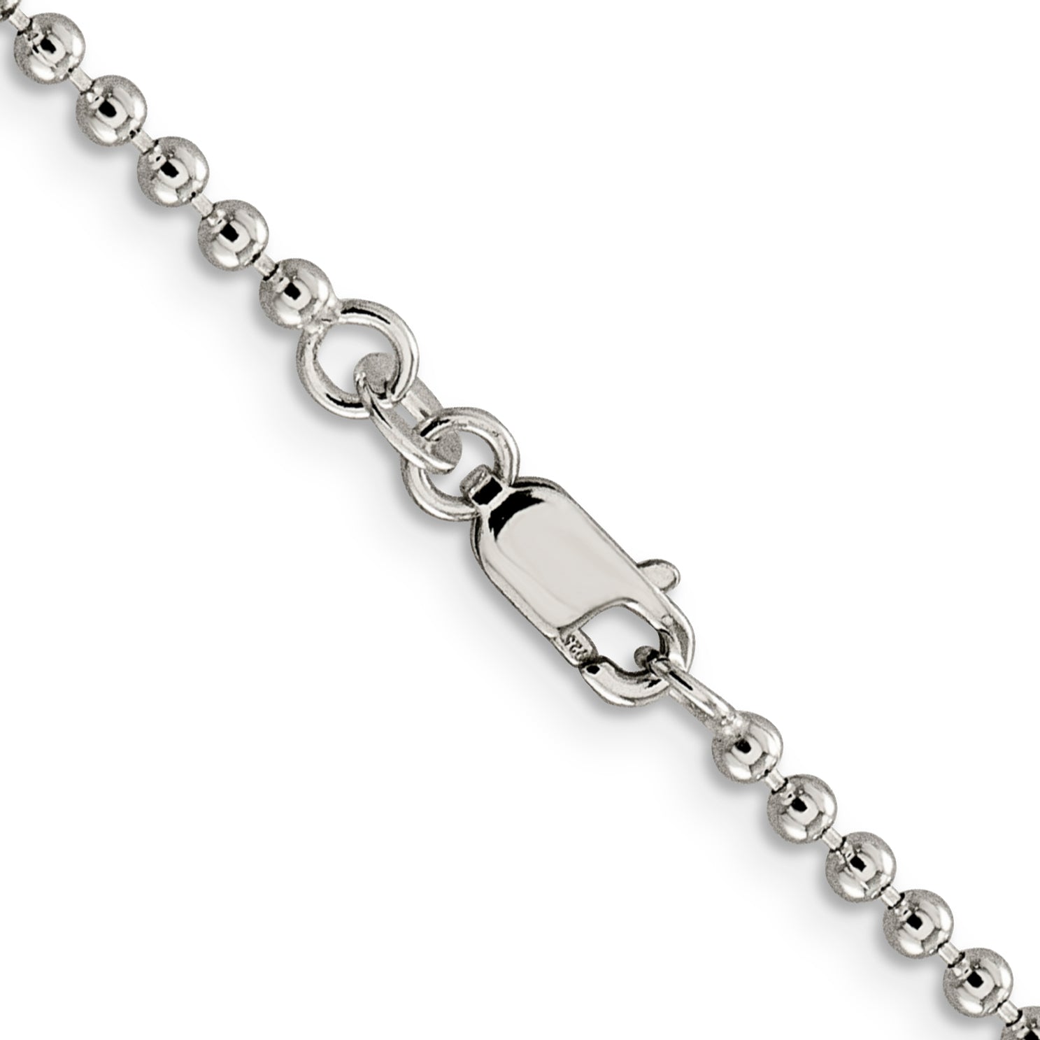 26 Inch Sterling Silver 2.35mm Beaded Chain Necklace