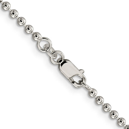 26 Inch Sterling Silver 2.35mm Beaded Chain Necklace