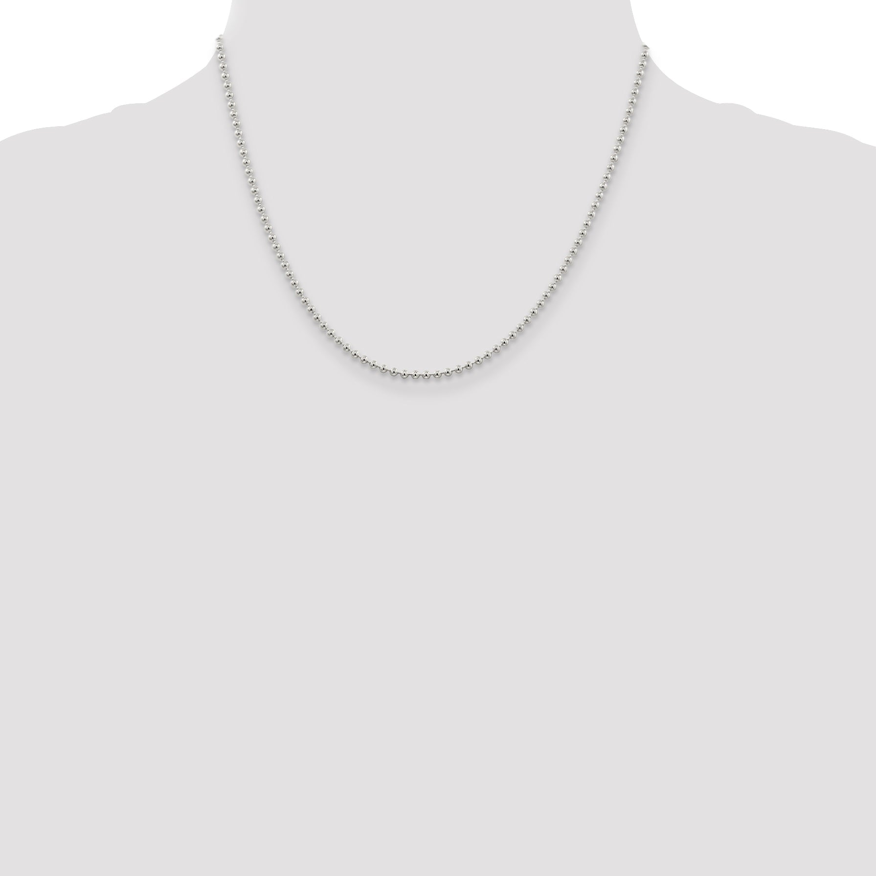 18 Inch Sterling Silver 2.35mm Beaded Chain Necklace