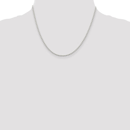 18 Inch Sterling Silver 2.35mm Beaded Chain Necklace