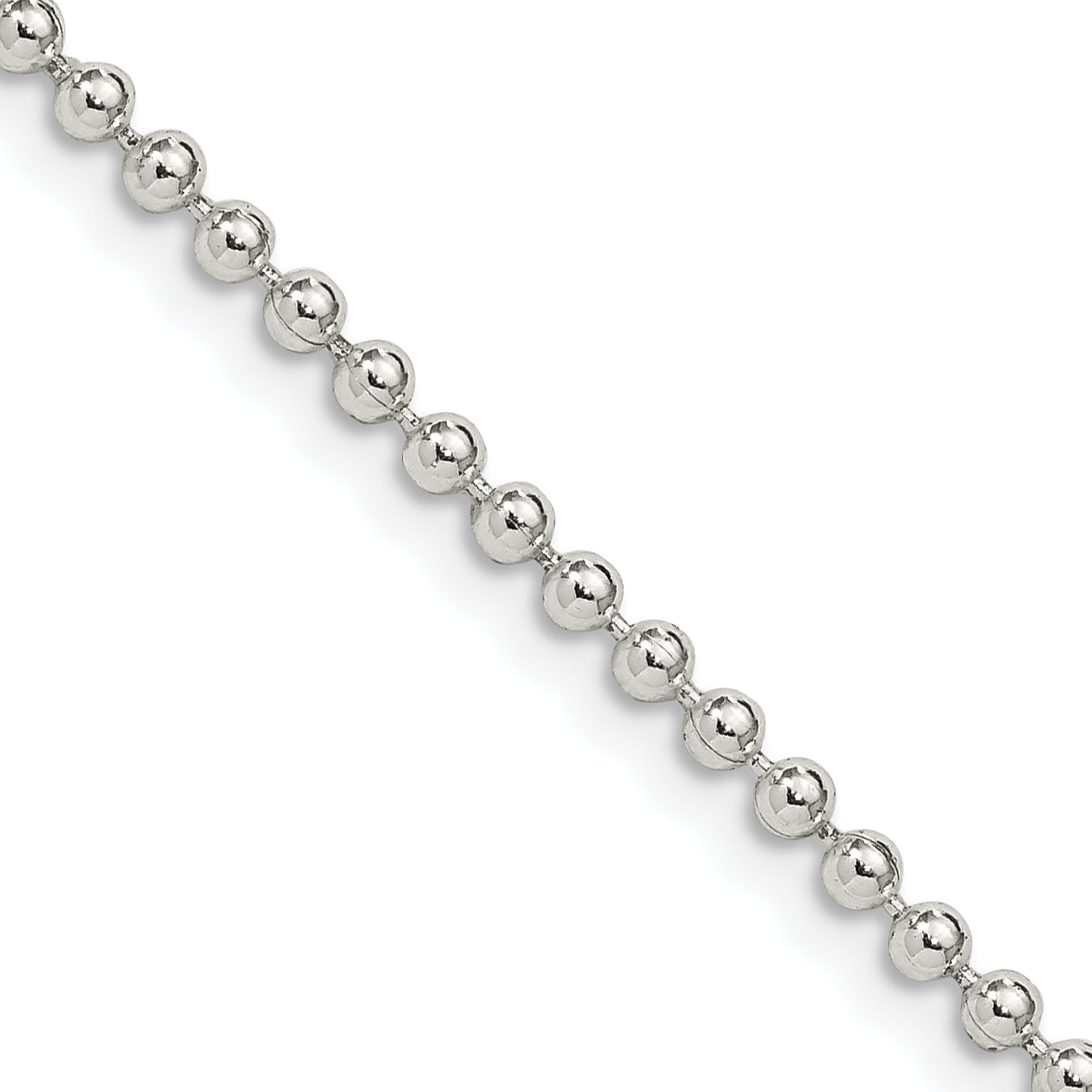 26 Inch Sterling Silver 2.35mm Beaded Chain Necklace