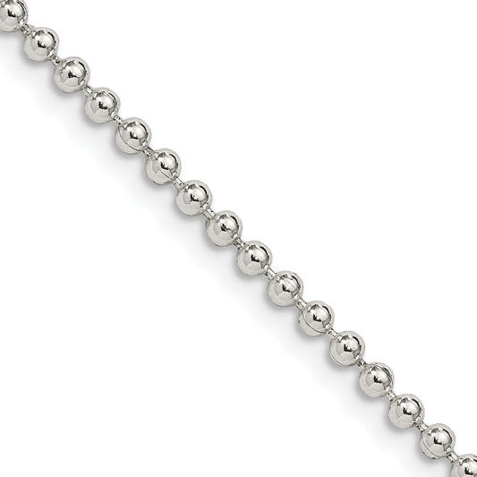 26 Inch Sterling Silver 2.35mm Beaded Chain Necklace