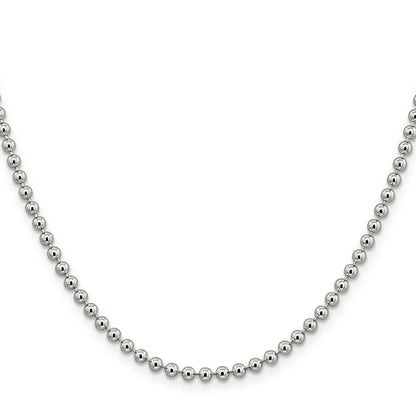 24 Inch Sterling Silver 3mm Beaded Chain Necklace