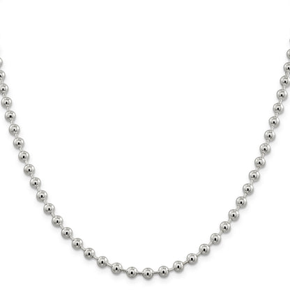 24 Inch Sterling Silver 5mm Beaded Chain Necklace