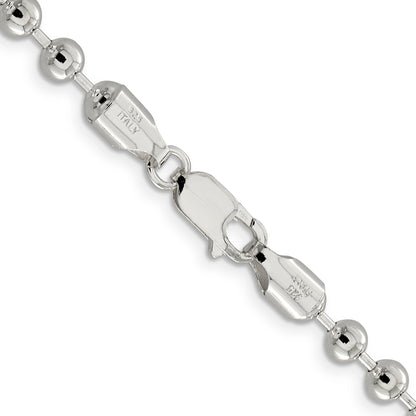 18 Inch Sterling Silver 5mm Beaded Chain Necklace