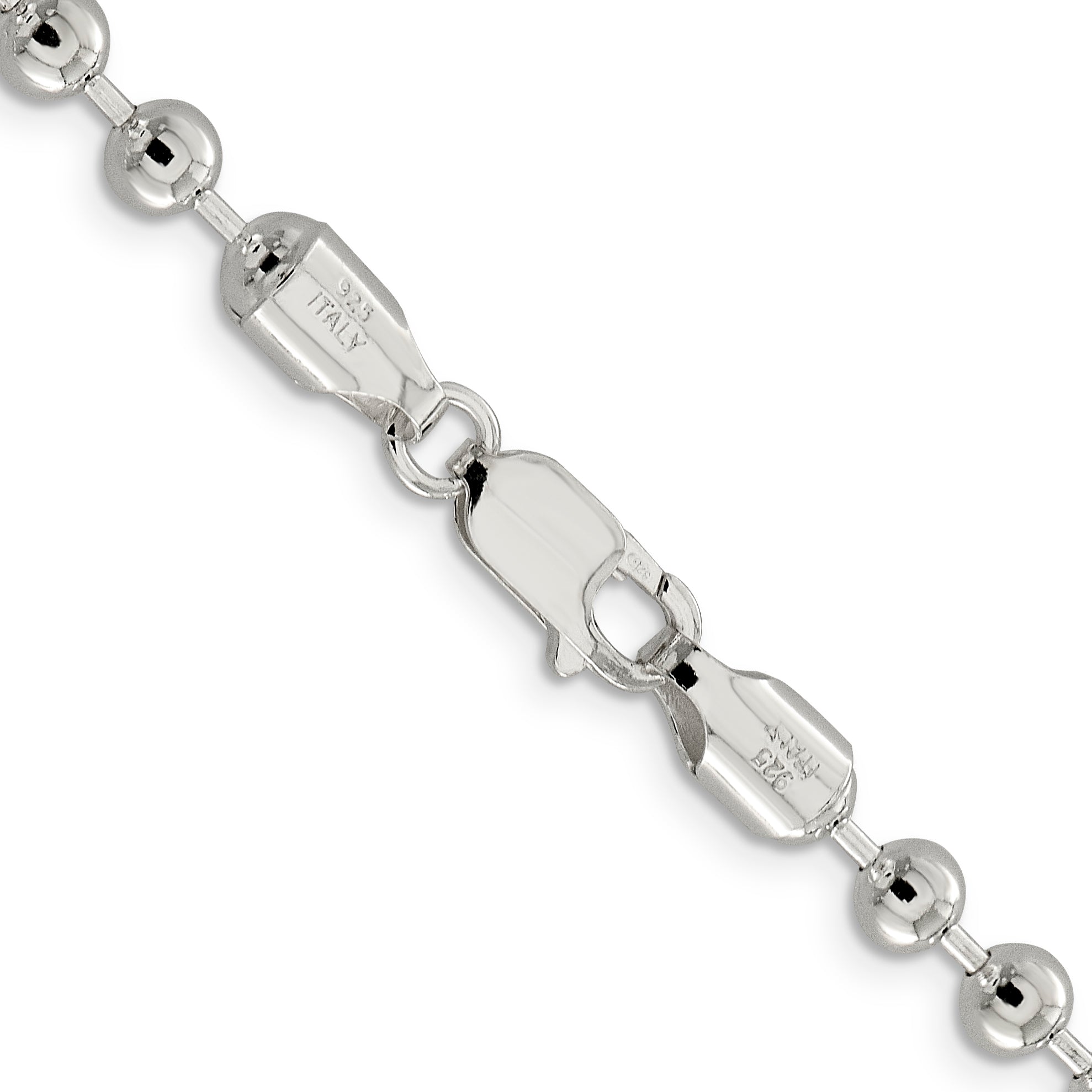24 Inch Sterling Silver 5mm Beaded Chain Necklace