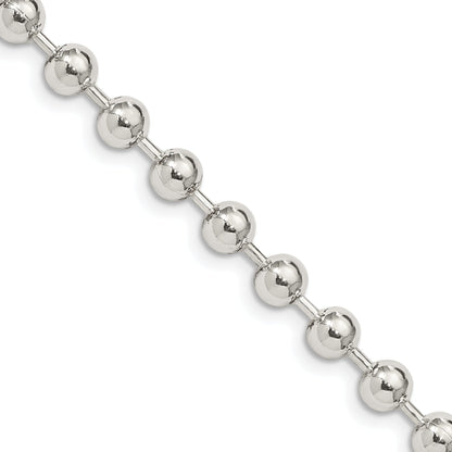 16 Inch Sterling Silver 5mm Beaded Chain Necklace